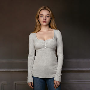 Blusa Casual de Manga Larga con Cuello Cuadrado, Detalle de Lazo, Corte en A, Ajuste Holgado, Diseño de Parches con Logotipo Personalizado, Juvenil, Superventas - Product Image 4