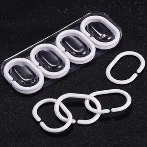 Bathroom curtain ring hook shower curtain ring C-shaped white plastic buckle for all curtains