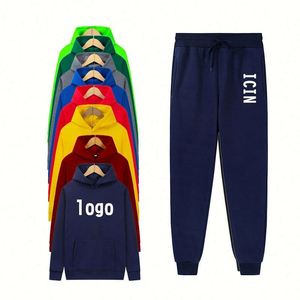 Ensemble de survêtement deux pièces personnalisé pour hommes : sweat à capuche et pantalon de jogging de couleur unie – Vente en gros - Product Image 1