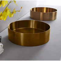 Lavabo de table circulaire AMAXO en acier inoxydable 304, lavabo de salle de bain doré, lavabo de balcon pour la maison