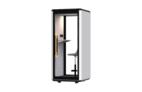 Cabine de bureau insonorisée moderne pour une personne, cabine téléphonique acoustique, réduction du bruit de 30 dB, verre trempé, éclairage LED pour l'intimité