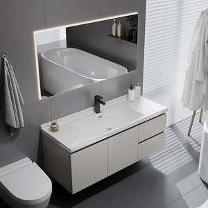 Armoire de salle de bain murale intelligente avec miroir intégré, en MDF, résistante à l'eau, au design moderne et minimaliste, personnalisable - Product Image 6