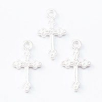 Pendentif Croix Fleur Ornée en Alliage de Zinc, Six Finitions, pour Fabrication de Colliers, Bracelets et Bijoux de Foi DIY