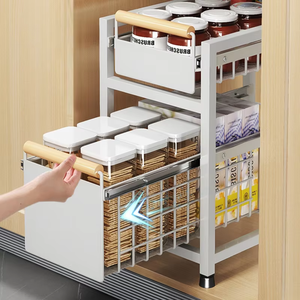 Organizzatore Sottolavello per Cucina, Cassetto Estraibile a Doppio Livello, Scaffale Scorrevole per Bagno e Dispensa Senza Foratura - Product Image 4