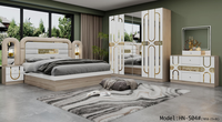 DAVINI Ensemble de chambre à coucher moderne pour hôtel avec tête de lit éclairée et rangement, 5+ tiroirs réglables, tailles Queen/King/Full, MDF/Bois, finition brillante