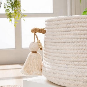 Cestas Tejidas al por Mayor para Organizar el Dormitorio, Armario, Cesto de Ropa Sucia para Bebés, Cesto Plegable para Organizar Juguetes de Tela, Cesta de Cuerda de Algodón - Product Image 2