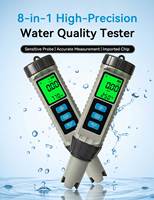 Testeur de qualité de l'eau 8-en-1 direct usine : Température, TDS, EC, pH, ORP, Chlore, Salinité avec rétroéclairage pour test rapide d'aquarium et de piscine