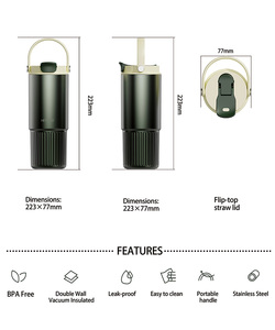 Gourde isotherme tendance 30oz en acier inoxydable 316L, vert forêt, avec poignée, logo personnalisé, isolation 24h, écologique, durable, sous vide - Product Image 4