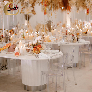 Muebles para Fiestas, Mesas Ovaladas de Metal Blanco de Lujo para Bodas y Eventos - Product Image 3