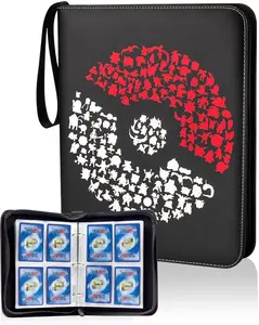 Trading Card Binder 4 pocket TCG 400 Cards Holder 4-Pocket 400 Card Sleeves Zipper Storage Album