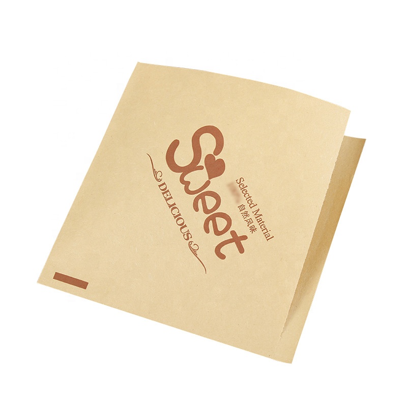 Disposable White Brown Biodegradable Paper Bakery Bags Custom L Shape Snack Fast Food Packaging Bread Take Away Paper Bag