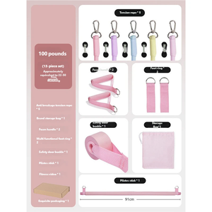 Lot de bandes de résistance TPE colorées et portables pour entraînement à domicile, fitness, Pilates et musculation du dos, avec logo imprimé – Vente en gros - Product Image 2