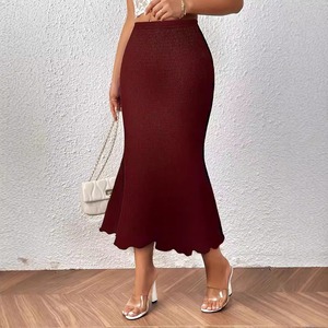 2025 Nouvelle Mode Élégante <span class=keywords><strong>Jupe</strong></span> Sirène Midi Moulante Tricotée <span class=keywords><strong>Jacquard</strong></span> Extensible - Product Image 2