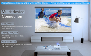 Auking <span class=keywords><strong>Android</strong></span> chiếu, Full HD 1080p Rạp hát tại nhà video chiếu, Tương thích với/USB/VGA/AV/điện thoại thông minh/TV Box/máy tính xách tay - Product Image 6