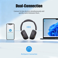 Casque sans fil supra-auriculaire 2026 à réduction active du bruit, son stéréo HiFi 6.0, longue autonomie, LED
