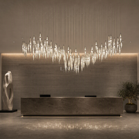 Lustre en verre soufflé à la main sur mesure de grande taille pour hall d'hôtel, grand projet d'éclairage d'atrium, villa, centre commercial, club, salon, lampe suspendue