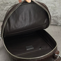 Ransel Kulit Buaya Pria dengan Penutup Ritsleting, Gaya Vintage Sederhana, Warna Air, Kapasitas Besar, Tali Bahu Portabel