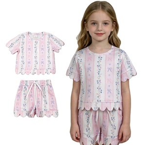 Conjuntos de Ropa para Niñas Estilo Casual de Jardín con Flores, Nuevos Diseños de Verano con Bordes Festoneados, Conjuntos de Ropa a Juego para Hermanas - Product Image 1