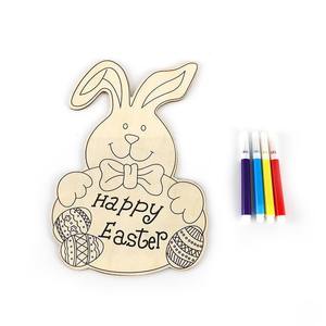 Adornos de Madera para Pintar, <span class=keywords><strong>con</strong></span> Forma de Conejito y Caras y Ropa Personalizables, para Manualidades Infantiles - Product Image 4