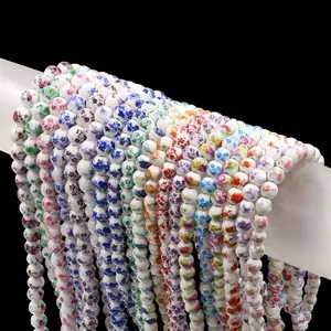 Elegant And Beauty Design Best Selling Products Coloured Flower Glaze Ceramic Beads 6-18mm For Jewelry Making