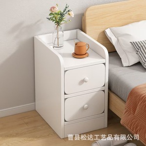 Mesita de noche de madera, mesita de noche creativa para dormitorio, estante de almacenamiento multifuncional de tres niveles de madera maciza - Product Image 2