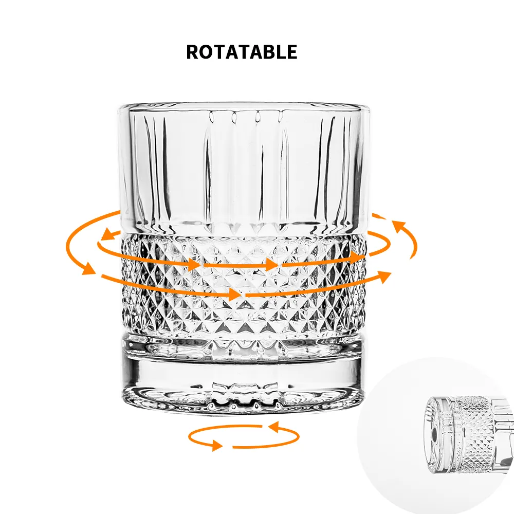 Contoh Gratis Gelas Wiski Kristal Kuno Mewah Bebas Timah Putar Tumbler Gelas Wiski