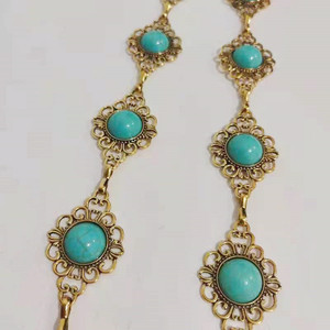 Gonna da donna Vintage catena per il corpo catena per pancia catena per pancia pietra turchese decorare cintura a catena per il corpo placcata in oro per donna ragazza - Product Image 3