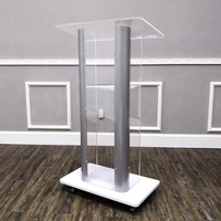 Vente directe d'usine de pupitres d'église et de lutrins scolaires en acrylique transparent détachable avec côtés en acier courbé, taille personnalisée