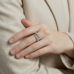 <span class=keywords><strong>Anello</strong></span> <span class=keywords><strong>Serpente</strong></span> Norelle S925 in <span class=keywords><strong>Argento</strong></span> Placcato Oro Bianco con Moissanite per Donna, Gioiello Statement con Diamanti Ghiacciati, Anniversario - Product Image 1