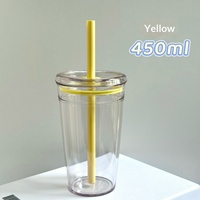Gobelet à paille transparent en plastique Estick, design moderne, populaire sur internet, tasse à café et thé au lait haut de gamme, usage bureau, logo personnalisé