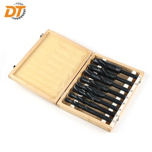 مجموعة مثاقب لولبية DT من 8 قطع، بساق مخفض، فضية، ديمينج، حجم كبير، HSS كوبالت، بطلاء أكسيد أسود، لحفر المعادن، في صندوق خشبي - Product Image 2