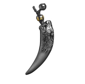 Collana Con Pendente Dente Di LUPO AZZURRO Elegante Crystal Wolf Teeth - Foto 3