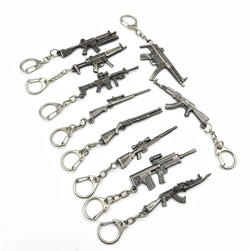 Mini chaveiro de metal com modelo de arma, chaveiro personalizado com arma de metal