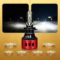 Phares LED de voiture SunRise F20 H13 12V 44W 8000LM 6500K IP68 Étanche Haute Luminosité Plug and Play Adaptation Universelle