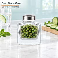 Lot de salières en verre à fond épais de 4 oz avec couvercle en acier inoxydable, pots à poivre transparents, ustensiles de cuisine OEM – Vente en gros