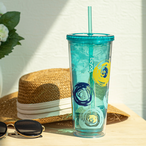 Nouveau gobelet en plastique à double paroi élégant 2024 gobelet en paille vert cyclone durable 24oz en gros - Product Image 5