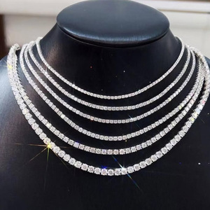 Collares de cadena tipo tenis de plata de ley S925 maciza con diamantes de moissanita VVS de 2-5 mm, joyería hip hop con certificación GRA Diamond - Product Image 1