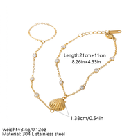 Bracelet de doigt en acier inoxydable plaqué or PVD 18 carats avec zircon, design chaîne et maillons, pour usage quotidien et ornements de main