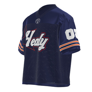 เสื้อฟุตบอลอเมริกันสไตล์ HEALY ลายทางย้อนยุค ผ้าตาข่ายระบายอากาศดี สีสันแบบคัลเลอร์บล็อกทันสมัย เสื้อฟุตบอลคอวีแขนสั้น - Product Image 2