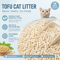 Litière pour chat en tofu végétal naturel fabriquée en Chine - 99% faible teneur en poussière - Sûre et hypoallergénique - Hautement absorbante - Écologique