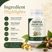 Huile de Sacha Inchi en gélules végétaliennes pour les marques de bien-être à base de plantes, avec un profil d'acides gras essentiels pressés à froid
