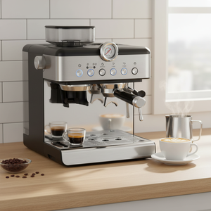 Machine à expresso semi-automatique électrique en gros avec 2 boutons de commande et moulin intégré – Appareil à café domestique durable - Product Image 3