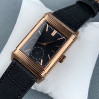 Montre de plongée rectangulaire Reverso Tribute double face réversible, double fuseau horaire, indicateur jour/nuit, alarme analogique, bracelet 20 mm européen