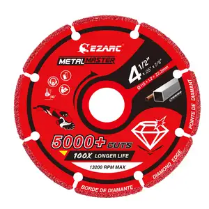 EZARC Meule à tronçonner diamantée 3x3/8 pouces pour métal, meule à tronçonner avec plus de 5000 coupes sur les barres d'armature, l'acier, le fer et l'inox, lot de 2