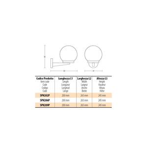 Lámpara de Pared para Exteriores Velamp Sph206p, 200 mm, Casquillo E27, Difusor Transparente de Policarbonato, Impermeable, para Jardín - Product Image 3