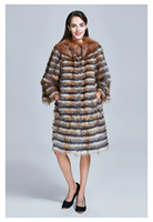Manteau de luxe en fourrure de renard véritable pour femme, veste longue en fourrure de renard naturelle pour l'hiver, élégant manteau rayé en fourrure, vente en gros