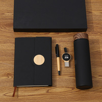 Coffret Cadeau de Luxe avec Stylo en Bois et Métal, Carnet Magnétique, Clé USB, Couverture en Bois, Bouteille Isotherme pour Client Affilié