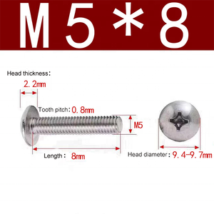 Vis autotaraudeuses métriques M2.5 en acier inoxydable zingué sur mesure, à tête hexagonale et embase cruciforme, avec épaule - Product Image 4