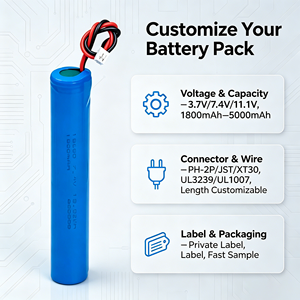 แบตเตอรี่ลิเธียมไอออนทรงกระบอกแบบชาร์จได้ 18650 7.4V 1800mAh ชุด 2S พร้อมสายไฟสำหรับของเล่น - Product Image 3
