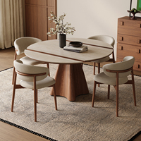 Table à manger pliante télescopique en bois massif avec plateau en ardoise, style vintage/Wabi-Sabi/médiéval, pour petit appartement